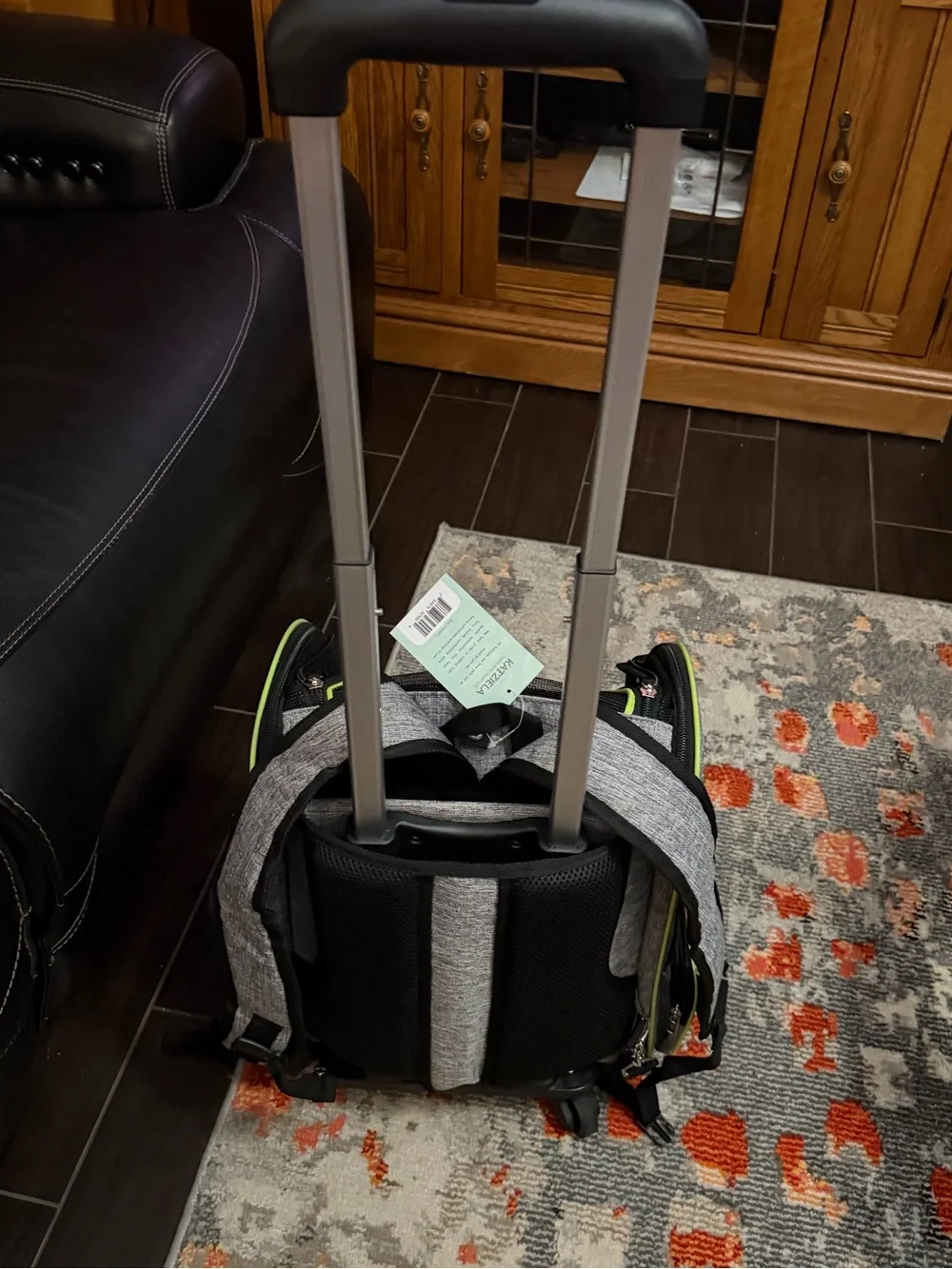 Gray and Neon Yellow Rolling Pet Travel Bag